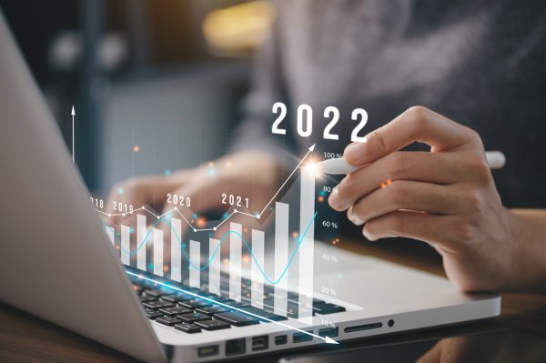 2022 graphic rising off a keyboard