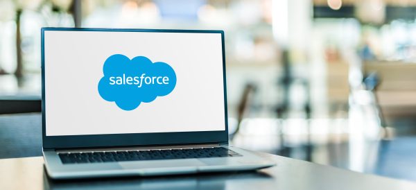 Salesforce logo on laptop