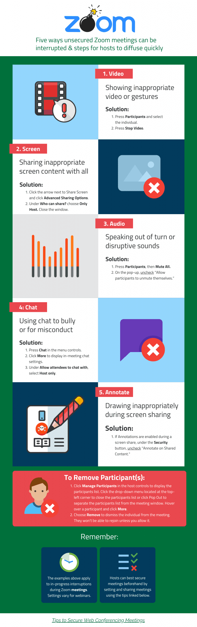 Infographic for ways to stop Zoom interruption